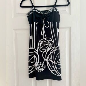 BCBGMaxAzria Vintage Black & White Bow Mini Dress